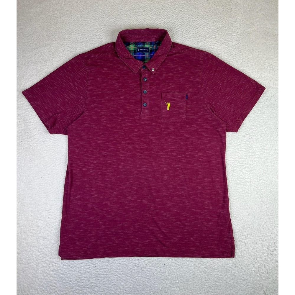 William‎ Murray Mens XL Red Heather Pocket Golf Polo Shirt Cotton Blend Knit